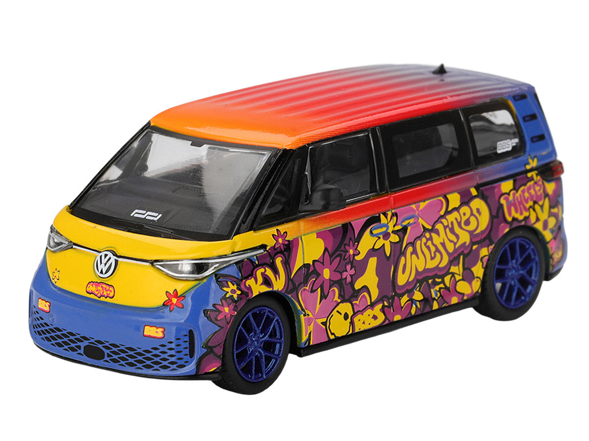 Volkswagen ID.Buzz Van "KW/BBS" Floral Graffiti Livery Limited Edition 1/64 Diecast Model Car by Mini GT LuxuryLifeWay Online Store