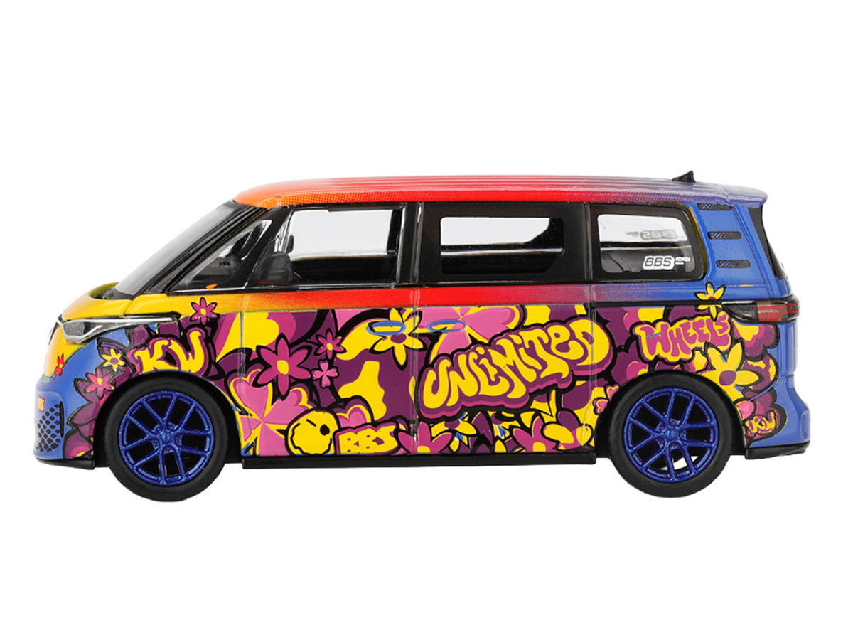 Volkswagen ID.Buzz Van "KW/BBS" Floral Graffiti Livery Limited Edition 1/64 Diecast Model Car by Mini GT LuxuryLifeWay Online Store