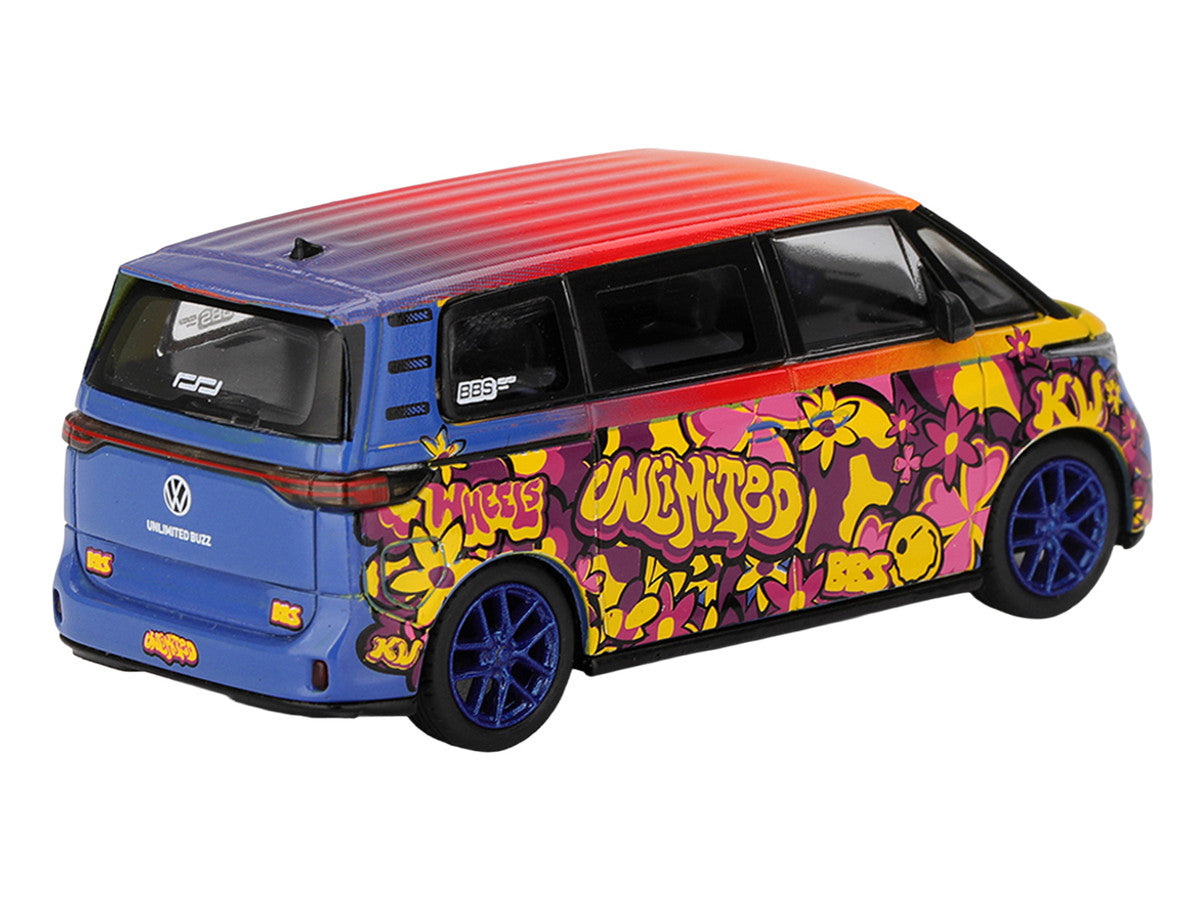 Volkswagen ID.Buzz Van "KW/BBS" Floral Graffiti Livery Limited Edition 1/64 Diecast Model Car by Mini GT LuxuryLifeWay Online Store