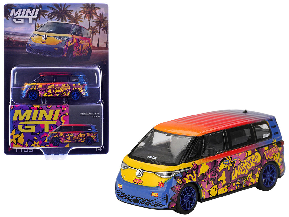 Volkswagen ID.Buzz Van "KW/BBS" Floral Graffiti Livery Limited Edition 1/64 Diecast Model Car by Mini GT LuxuryLifeWay Online Store
