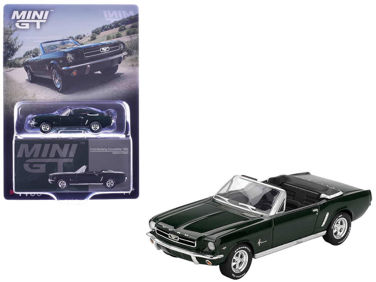 1964 Ford Mustang Convertible Highland Green Limited Edition 1/64 Diecast Model Car by Mini GT LuxuryLifeWay Online Store