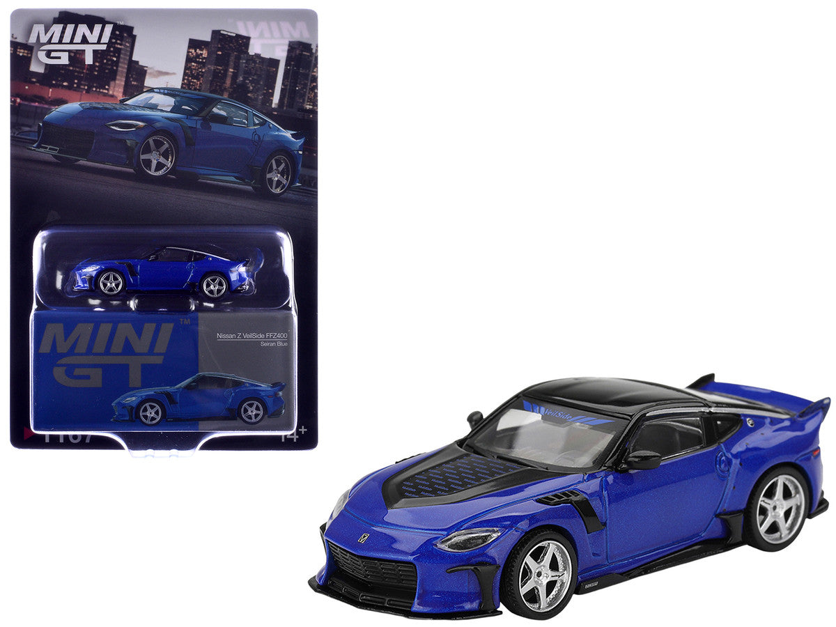Nissan Z VeilSide FFZ400 Seiran Blue Metallic with Black Top Limited Edition 1/64 Diecast Model Car by Mini GT LuxuryLifeWay Online Store