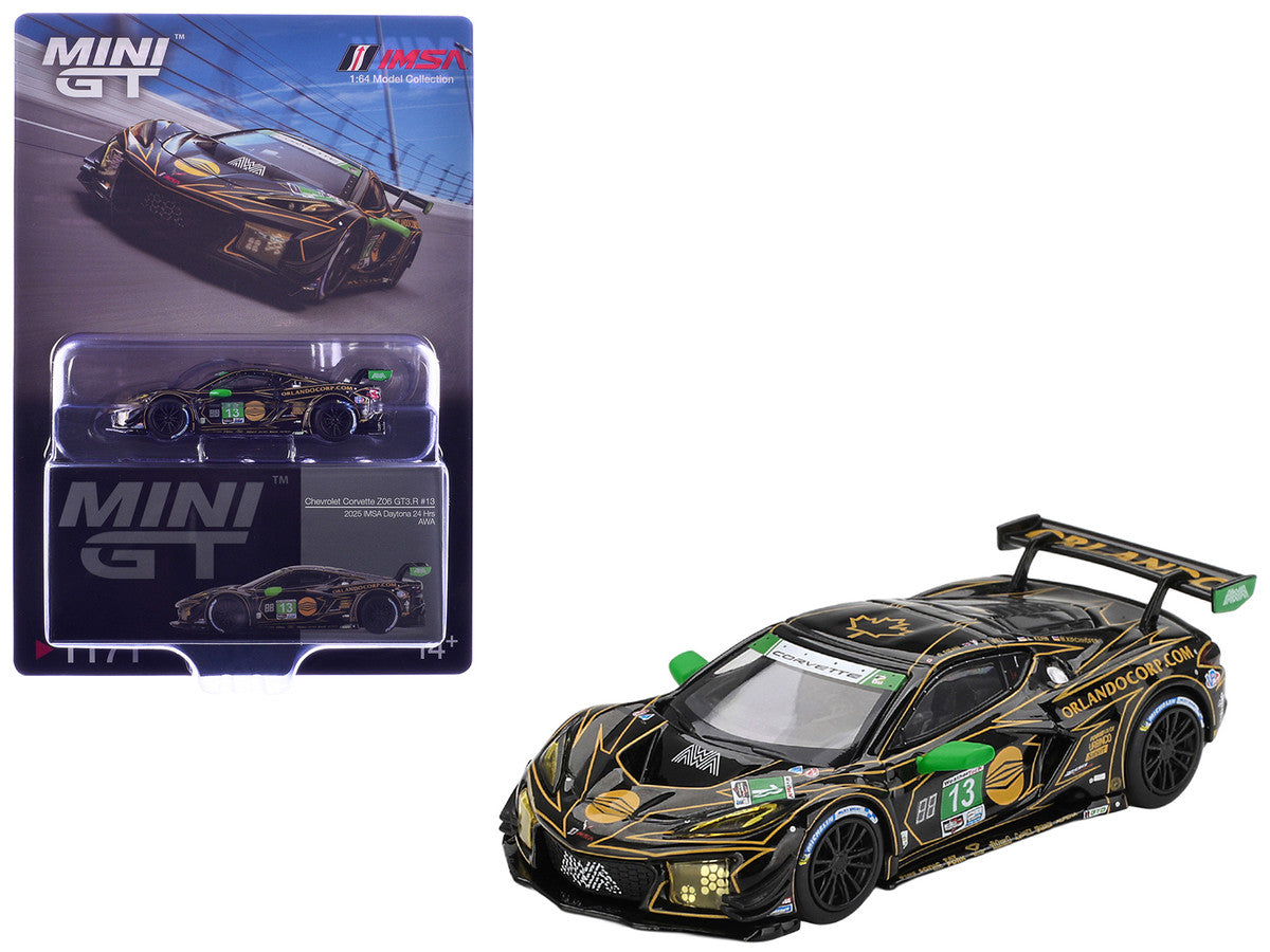 Chevrolet Corvette Z06 GT3.R #13 Matt Bell - Orey Fidani - Lars Kern - Marvin Kirchhofer "AWA" GTD Class Winner IMSA "24 Hours of Daytona" (2025) 1/64 Diecast Model Car by Mini GT LuxuryLifeWay Online Store