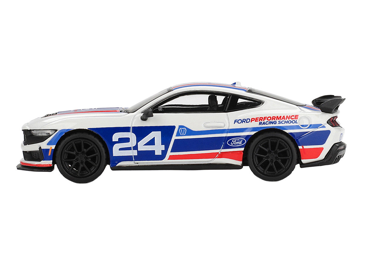 Ford Mustang Dark Horse #24 "Ford Performance Racing School" White with Red and Blue Graphics Limited Edition 1/64 Diecast Model Car by Mini GT LuxuryLifeWay Online Store