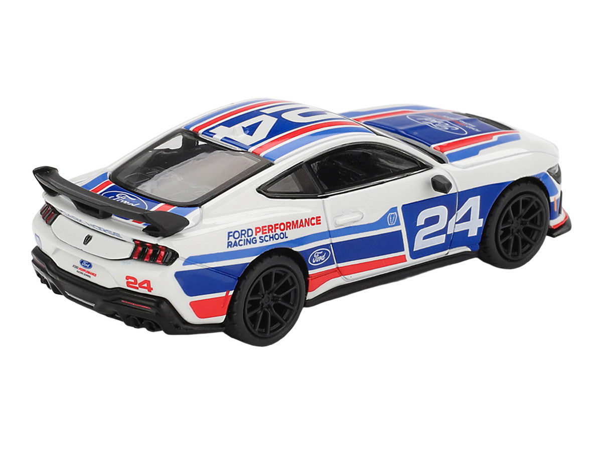 Ford Mustang Dark Horse #24 "Ford Performance Racing School" White with Red and Blue Graphics Limited Edition 1/64 Diecast Model Car by Mini GT LuxuryLifeWay Online Store