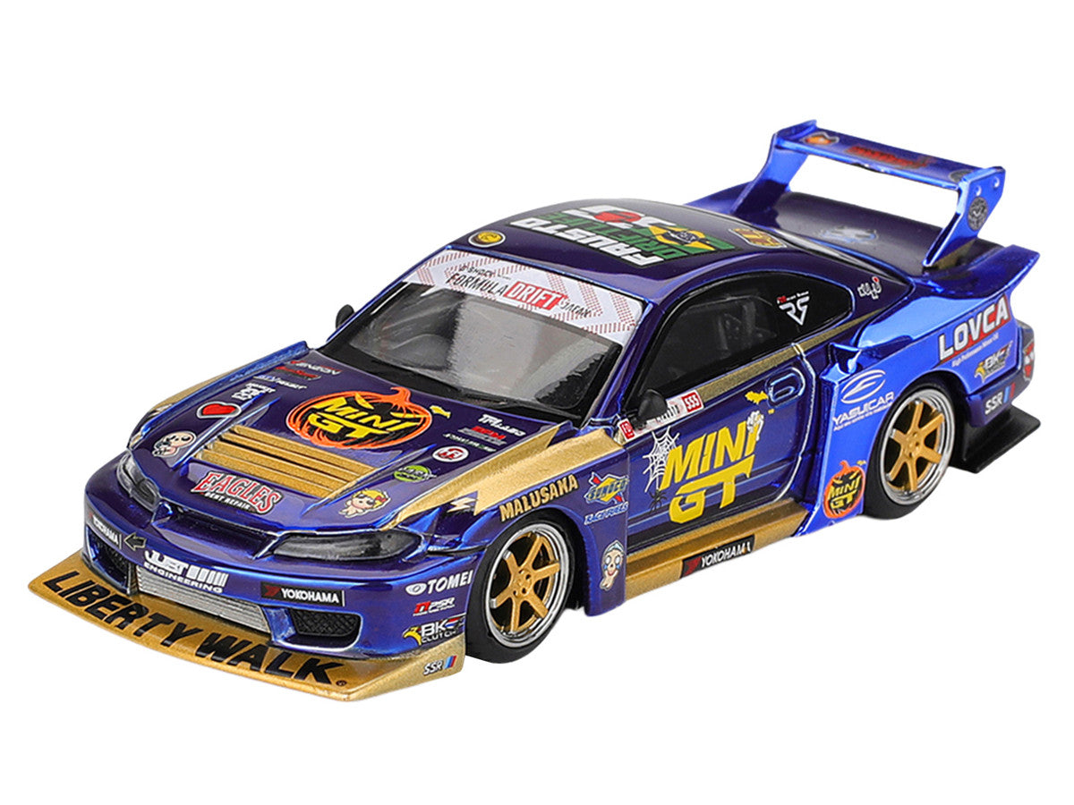 Nissan Silvia (S15) LB-Super Silhouette RHD (Right Hand Drive) #555 Yukio Fausto "Team MINI GT Liberty Walk" Halloween Special "Formula Drift Japan" (2025) Limited Edition 1/64 Diecast Model Car by Mini GT LuxuryLifeWay Online Store