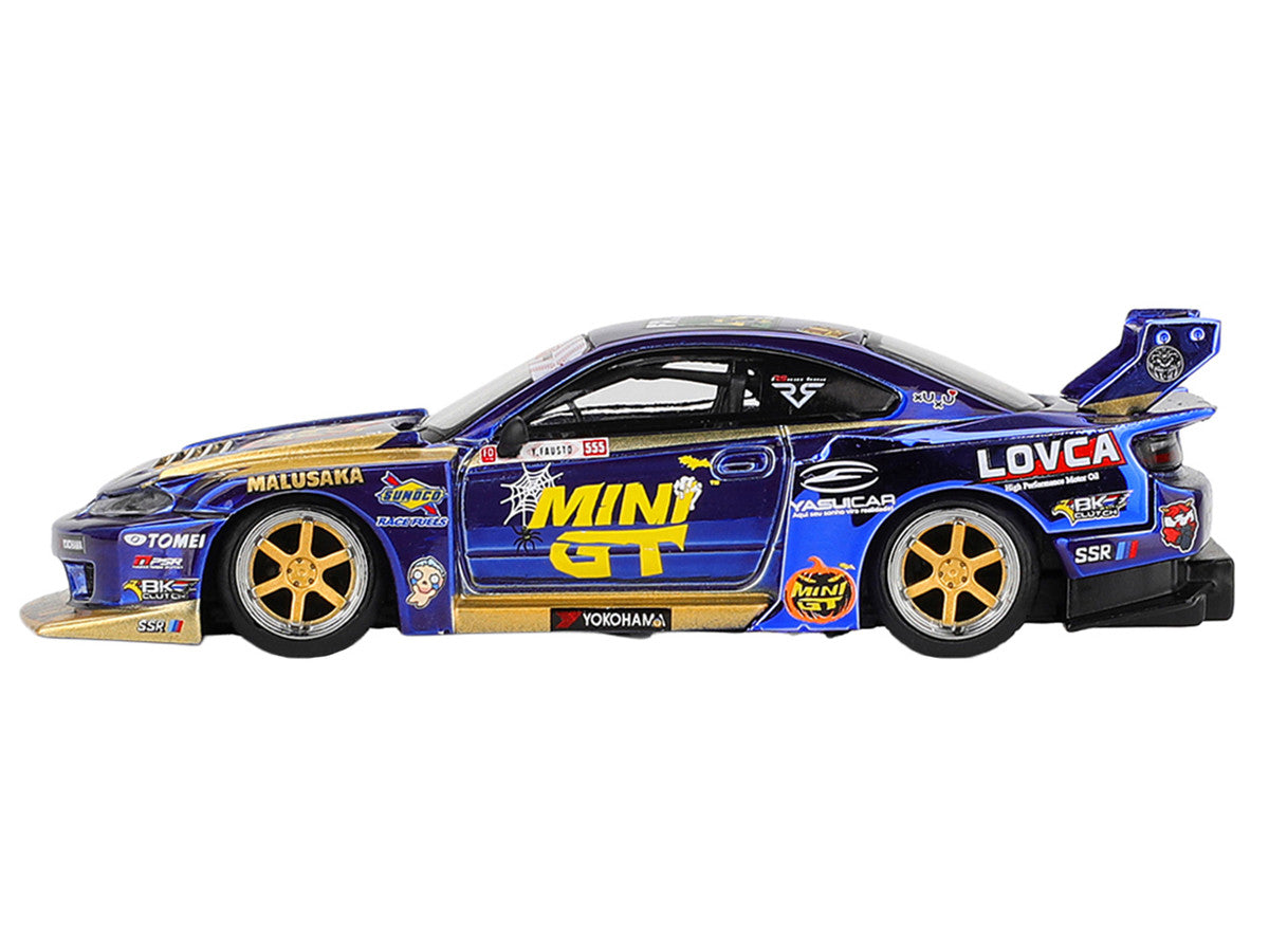 Nissan Silvia (S15) LB-Super Silhouette RHD (Right Hand Drive) #555 Yukio Fausto "Team MINI GT Liberty Walk" Halloween Special "Formula Drift Japan" (2025) Limited Edition 1/64 Diecast Model Car by Mini GT LuxuryLifeWay Online Store