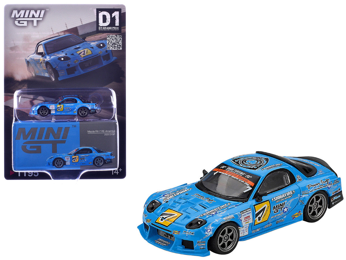 Mazda RX-7 RE-Amemiya RHD (Right Hand Drive) Blue with Graphics "D1GP" (2025) Limited Edition 1/64 Diecast Model Car by Mini GT LuxuryLifeWay Online Store