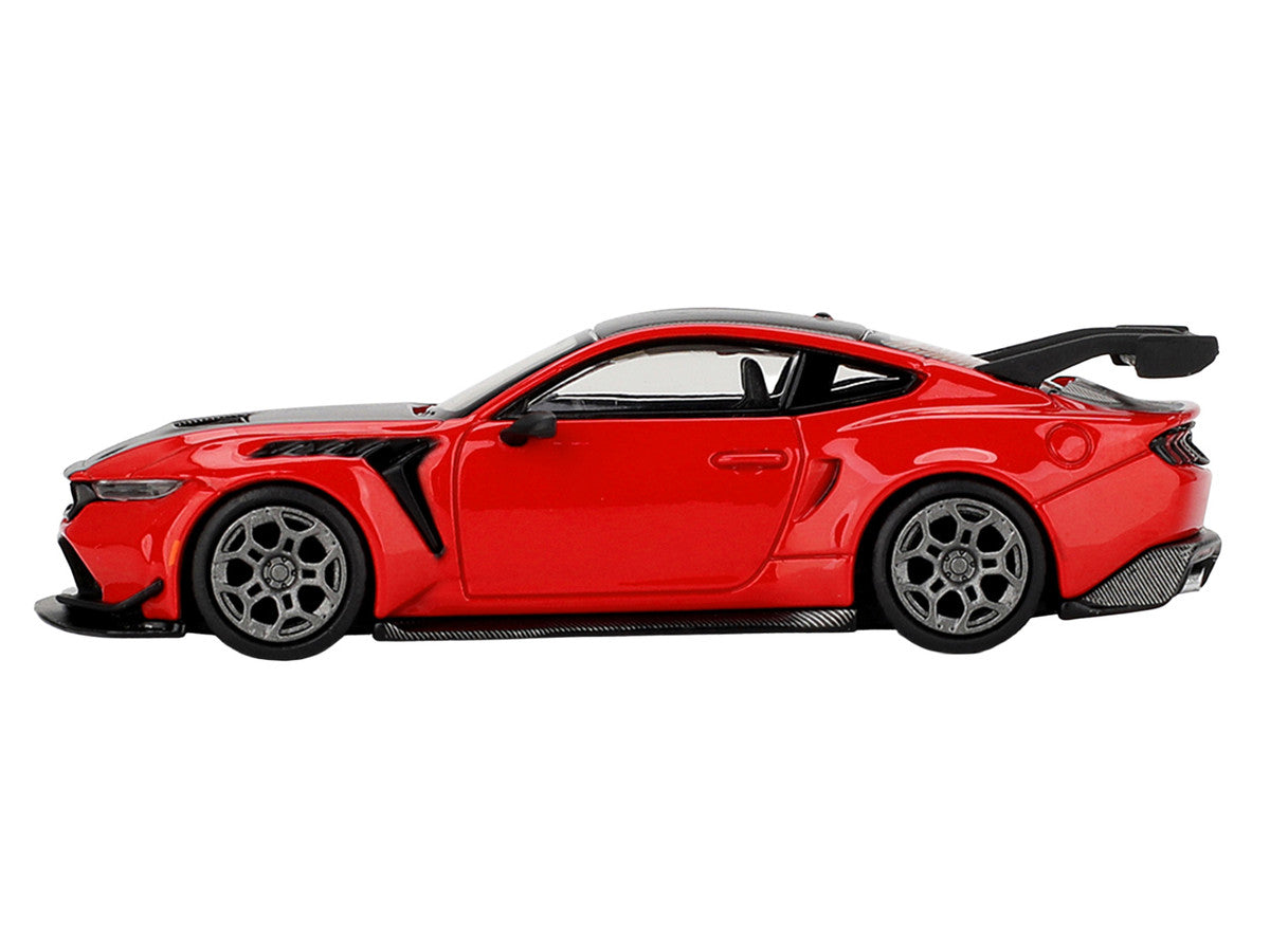 Ford Mustang GTD Race Red with Carbon Hood and Top Limited Edition 1/64 Die Cast Model Car by Mini GT LuxuryLifeWay Online Store