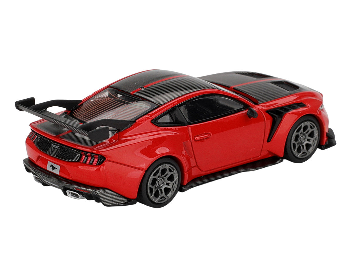 Ford Mustang GTD Race Red with Carbon Hood and Top Limited Edition 1/64 Die Cast Model Car by Mini GT LuxuryLifeWay Online Store