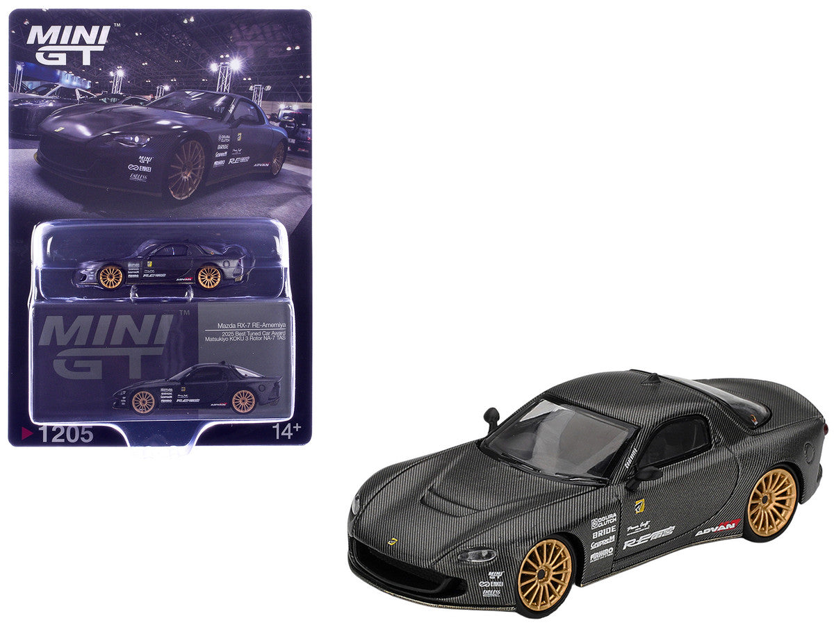 Mazda RX-7 RE-Amemiya "Matsukiyo KOKU 3 Rotor NA-7" Carbon Fiber "Tokyo Auto Salon 2025 Best Tuned Car Award" Limited Edition 1/64 Diecast Model Car by Mini GT LuxuryLifeWay Online Store