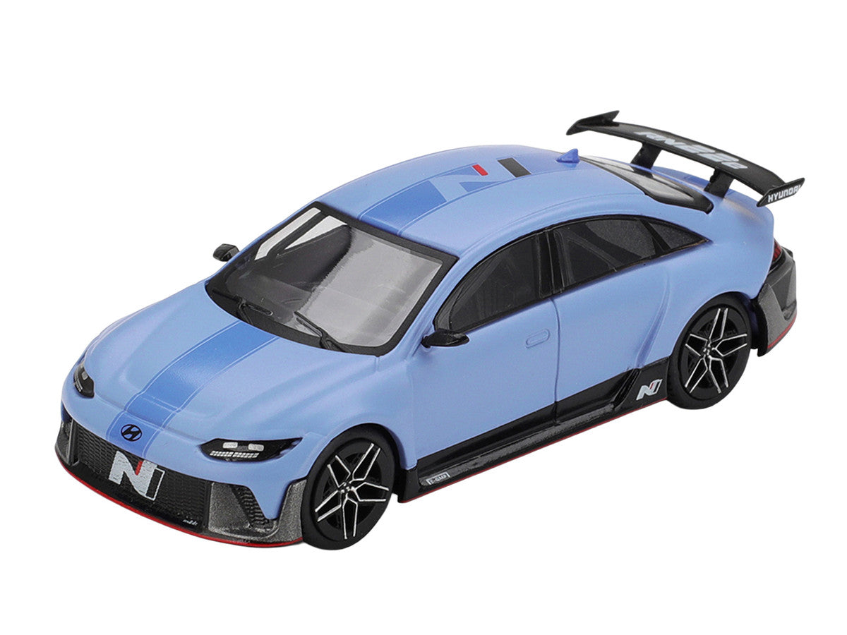 Hyundai RN22e (VP1) Light Blue with Blue Stripe Limited Edition 1/64 Diecast Model Car by Mini GT LuxuryLifeWay Online Store