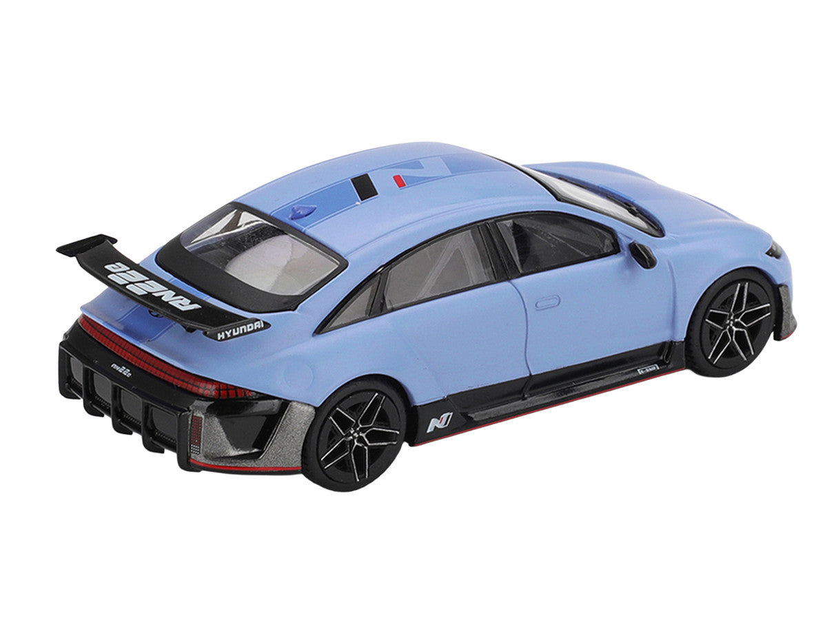 Hyundai RN22e (VP1) Light Blue with Blue Stripe Limited Edition 1/64 Diecast Model Car by Mini GT LuxuryLifeWay Online Store