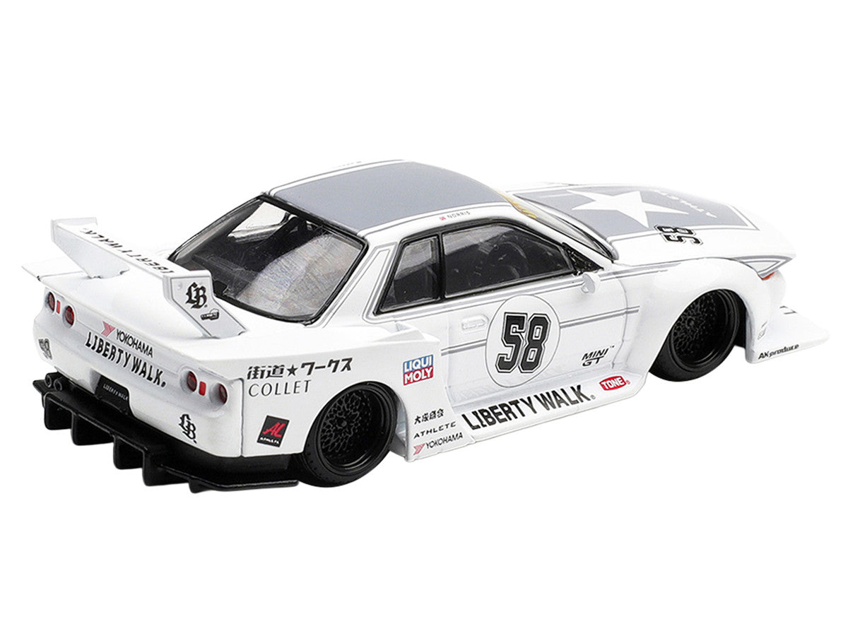 Nissan Skyline GT-R (R32) RHD (Right Hand Drive) #58 "Kaido Works" White with Gray Graphics "Tokyo Auto Salon 2025" Limited Edition 1/64 Diecast Model Car by Mini GT LuxuryLifeWay Online Store