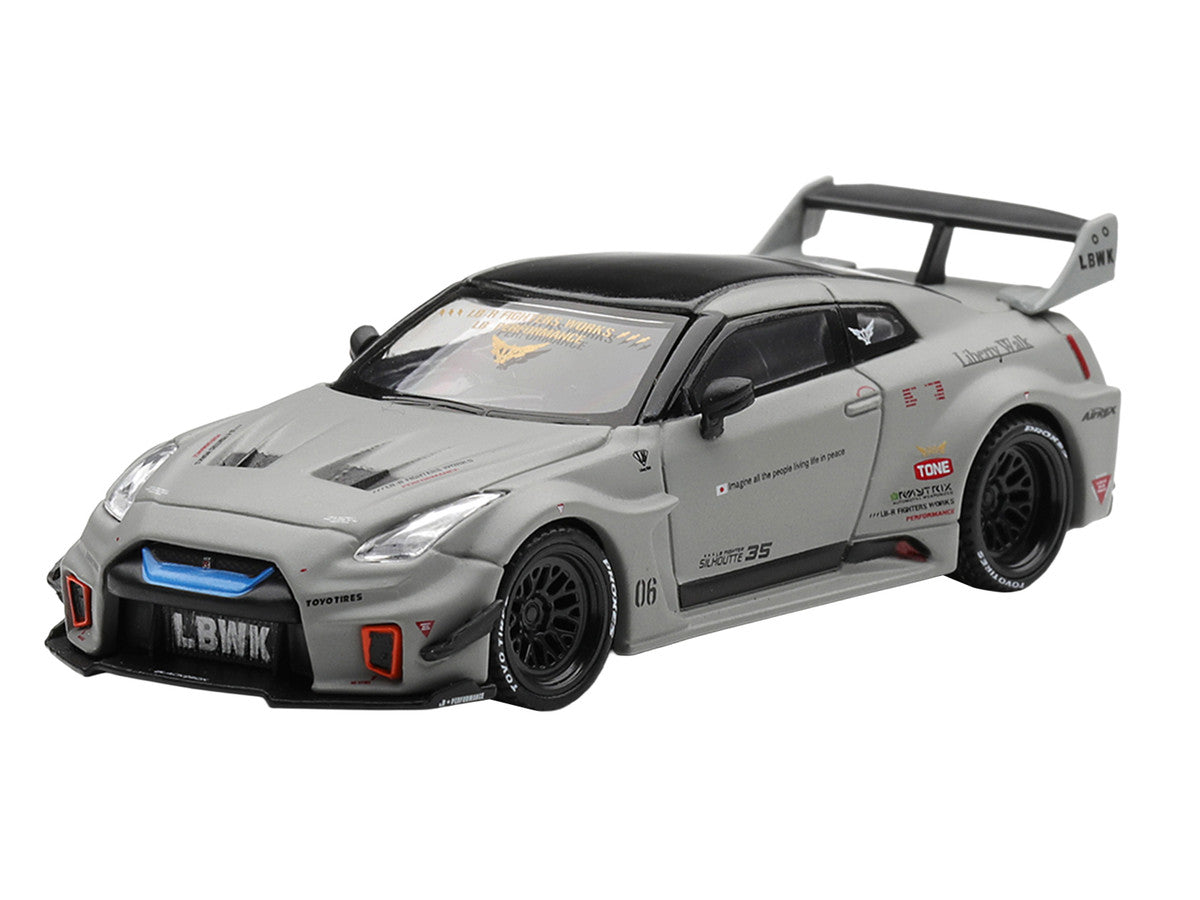 Nissan 35GT-RR Ver.1 "LB-Silhouette Works GT" Matt Gray with Black Top Limited Edition 1/64 Diecast Model Car by Mini GT LuxuryLifeWay Online Store