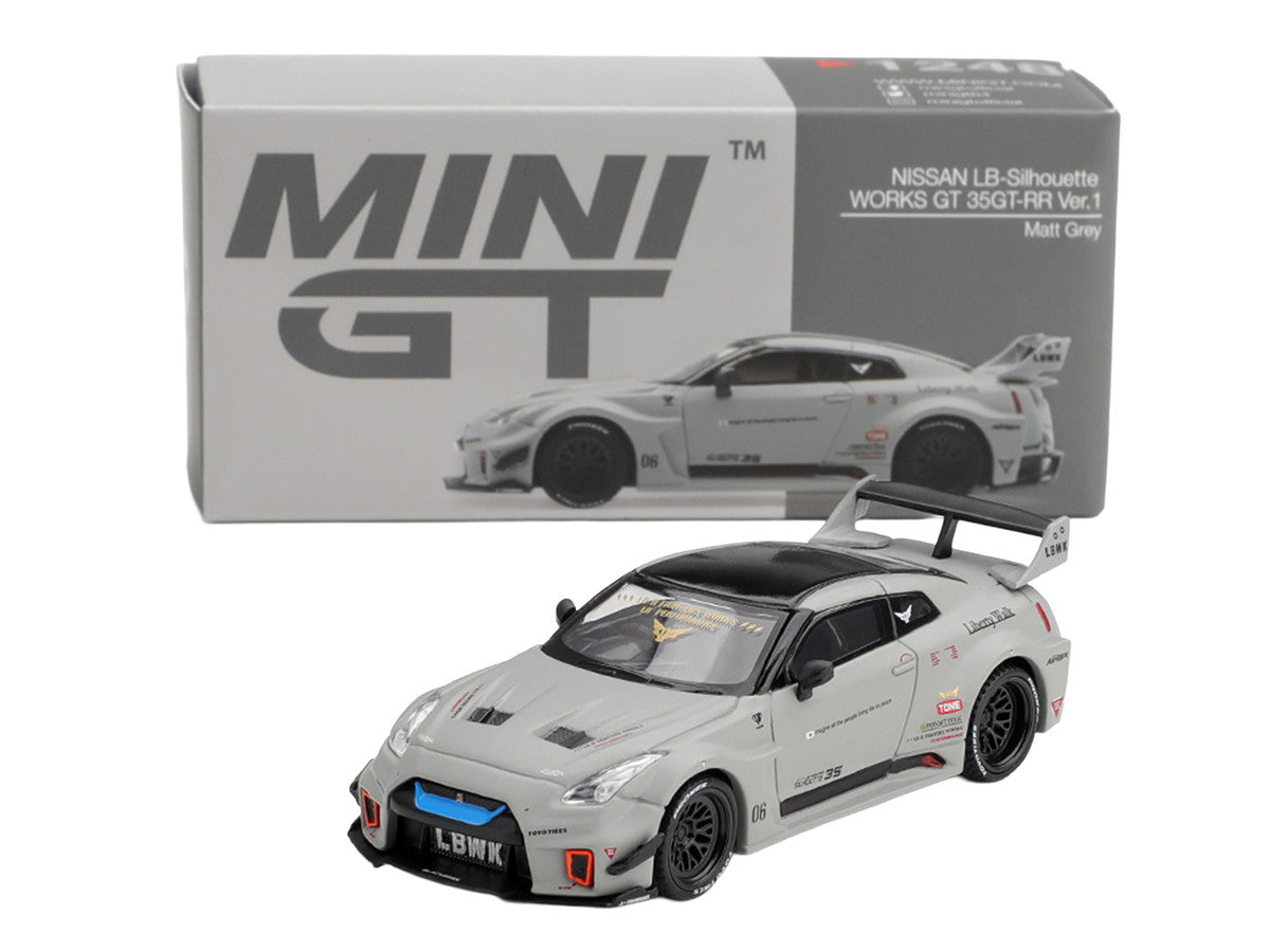 Nissan 35GT-RR Ver.1 "LB-Silhouette Works GT" Matt Gray with Black Top Limited Edition 1/64 Diecast Model Car by Mini GT LuxuryLifeWay Online Store