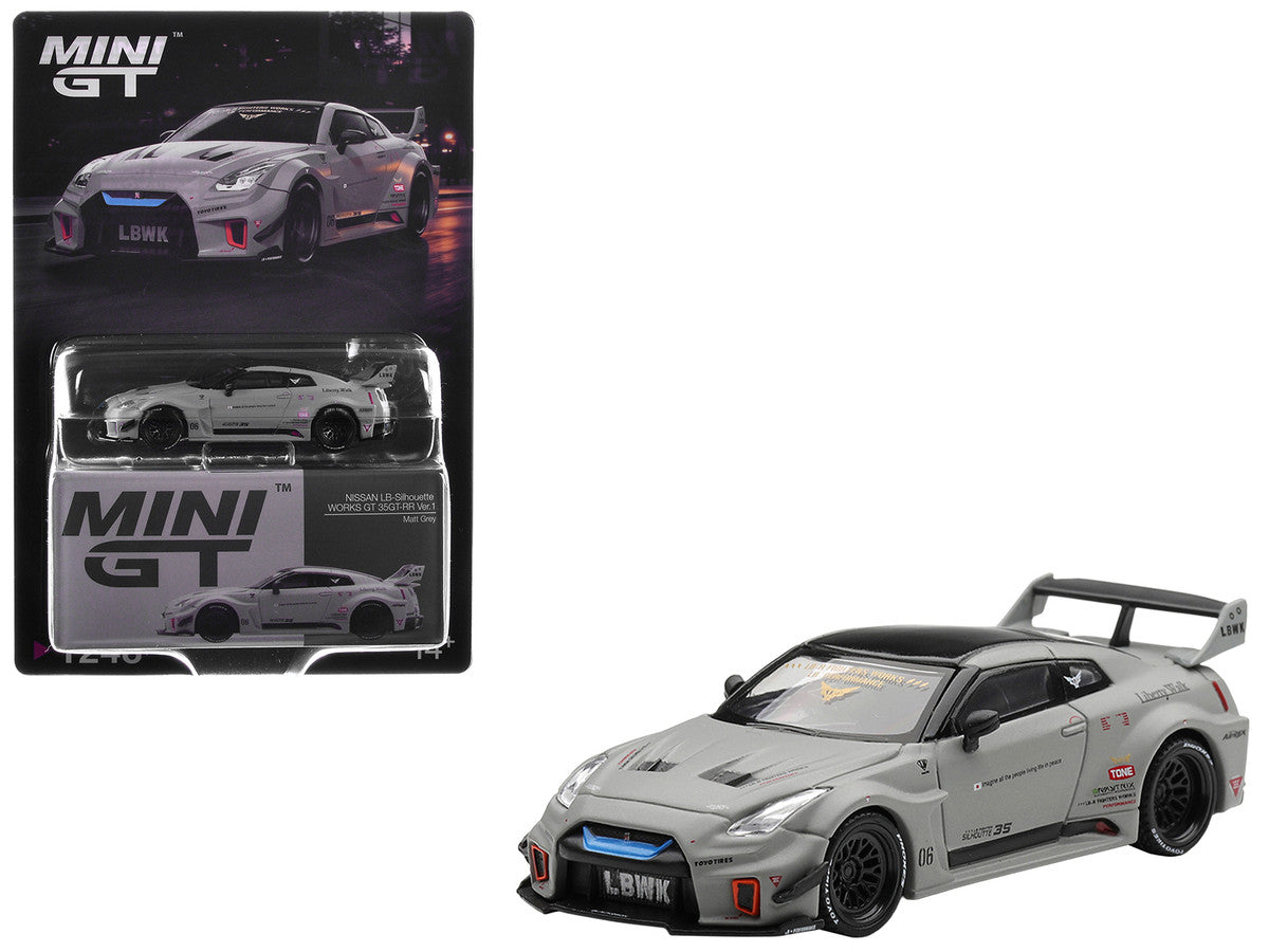 Nissan 35GT-RR Ver.1 "LB-Silhouette Works GT" Matt Gray with Black Top Limited Edition 1/64 Diecast Model Car by Mini GT LuxuryLifeWay Online Store