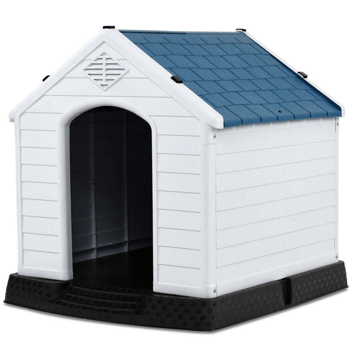 Medium size Outdoor Heavy Duty Blue and White Plastic Dog House LuxuryLifeWay Online Store
