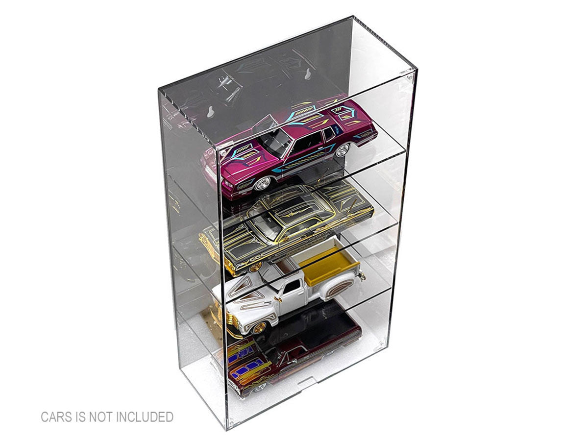 Showcase 4 Car Display Case Wall Mount with Black Back Panel "Mijo Exclusives" for 1/24-1/25 Scale Models LuxuryLifeWay Online Store