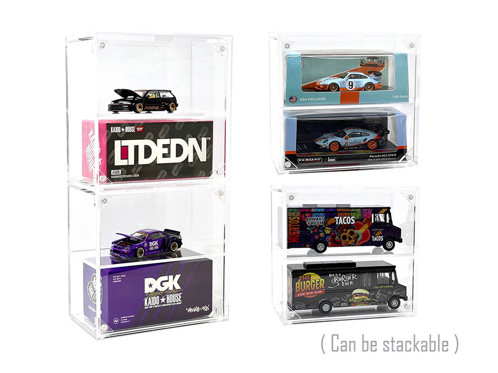 Showcase 2 Cars Desk Top Display Case with Cover "Mijo Exclusives" for 1/64 Scale Models LuxuryLifeWay Online Store