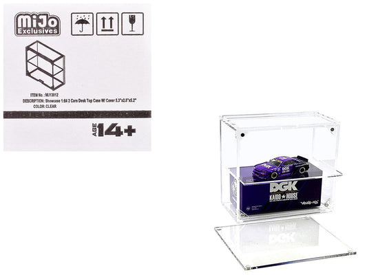 Showcase 2 Cars Desk Top Display Case with Cover "Mijo Exclusives" for 1/64 Scale Models LuxuryLifeWay Online Store