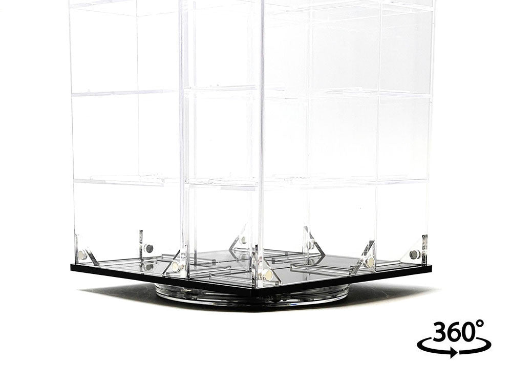 Acrylitower Showcase 24 Car Display Desktop Spinner with Cover Clear "Mijo Exclusives" for 1/64 Scale Models LuxuryLifeWay Online Store
