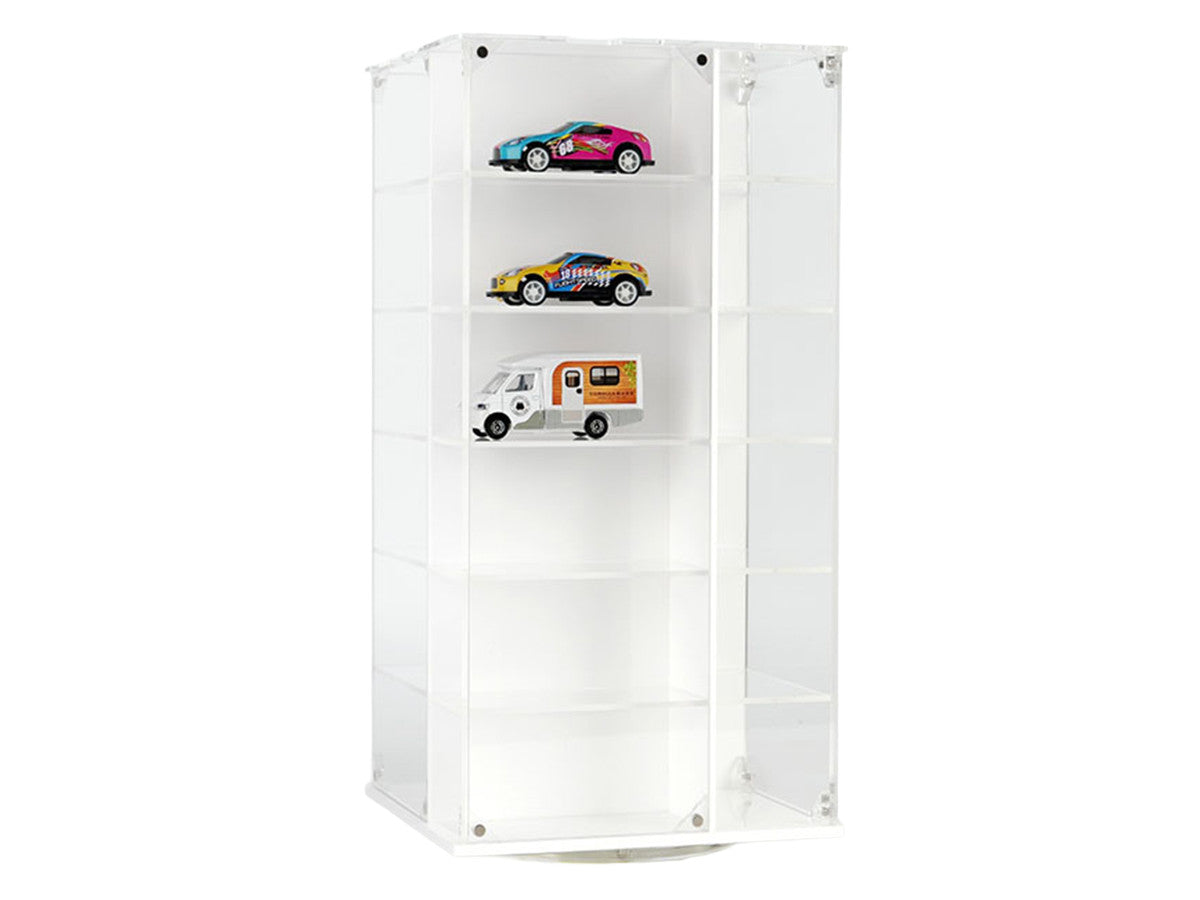 Acrylitower Showcase 24 Car Display Desktop Spinner with Cover White "Mijo Exclusives" for 1/64 Scale Models LuxuryLifeWay Online Store
