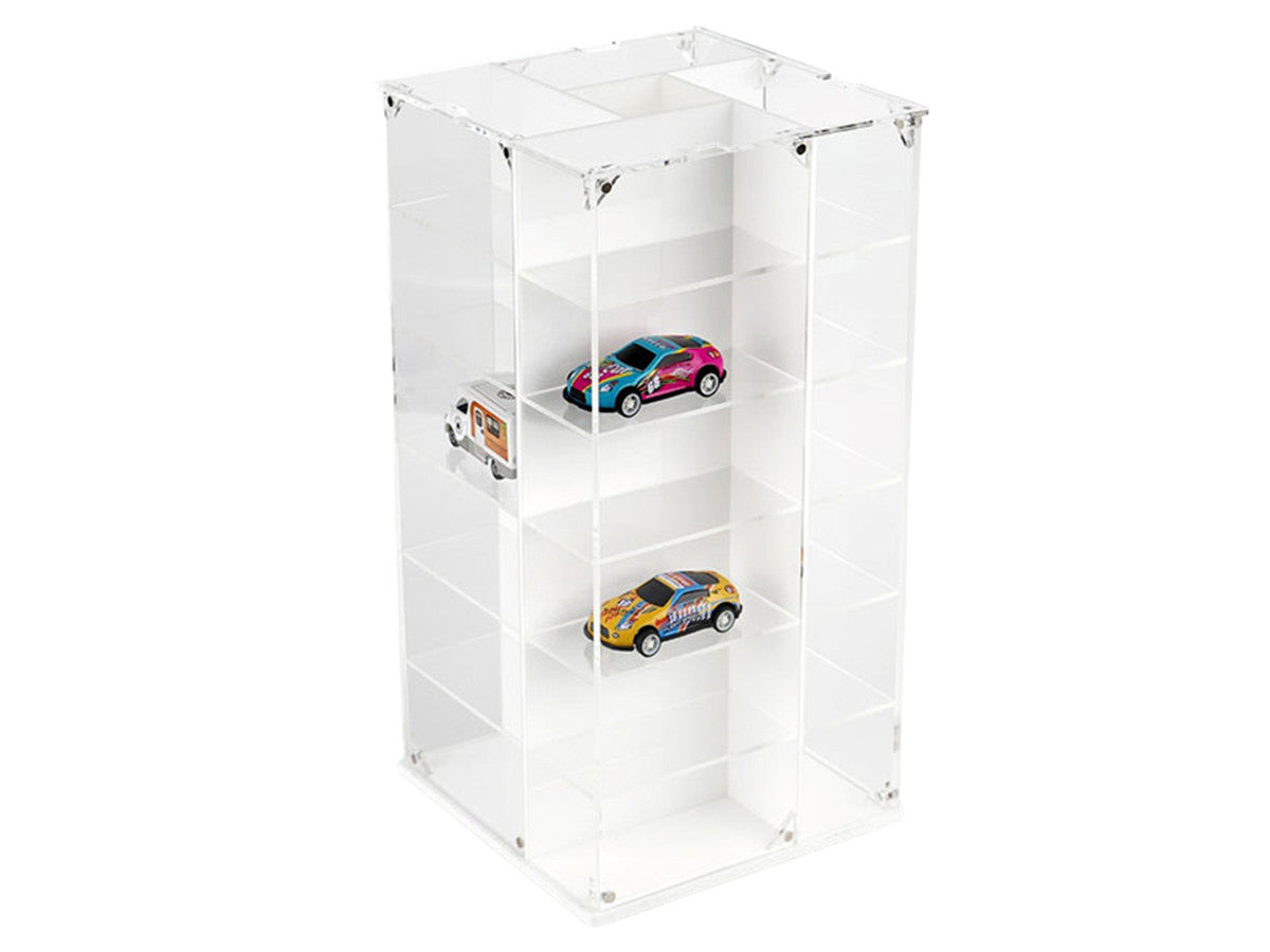 Acrylitower Showcase 24 Car Display Desktop Spinner with Cover White "Mijo Exclusives" for 1/64 Scale Models LuxuryLifeWay Online Store