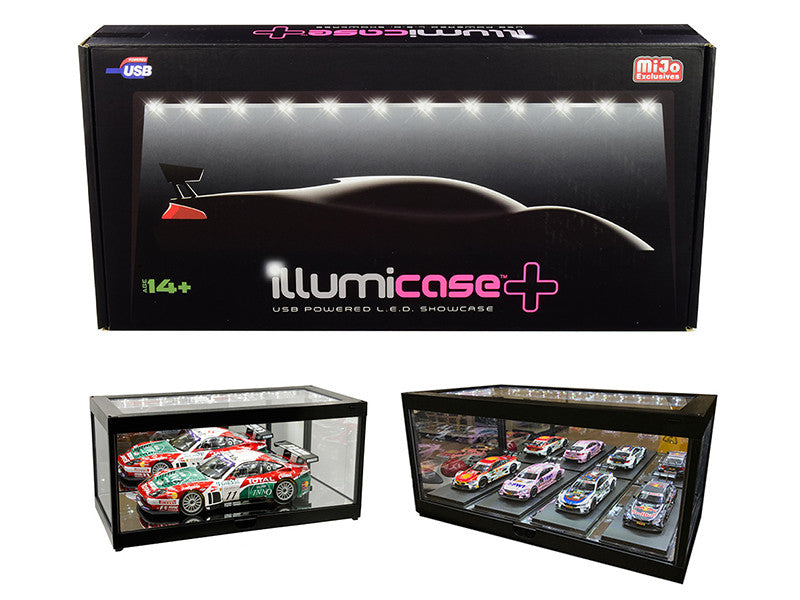 Black Collectible Display Show Case Illumicase+ with LED Lights and Mirror Base and Back for 1/64 1/43 1/32 1/24 1/18 Scale Models by Illumibox LuxuryLifeWay Online Store