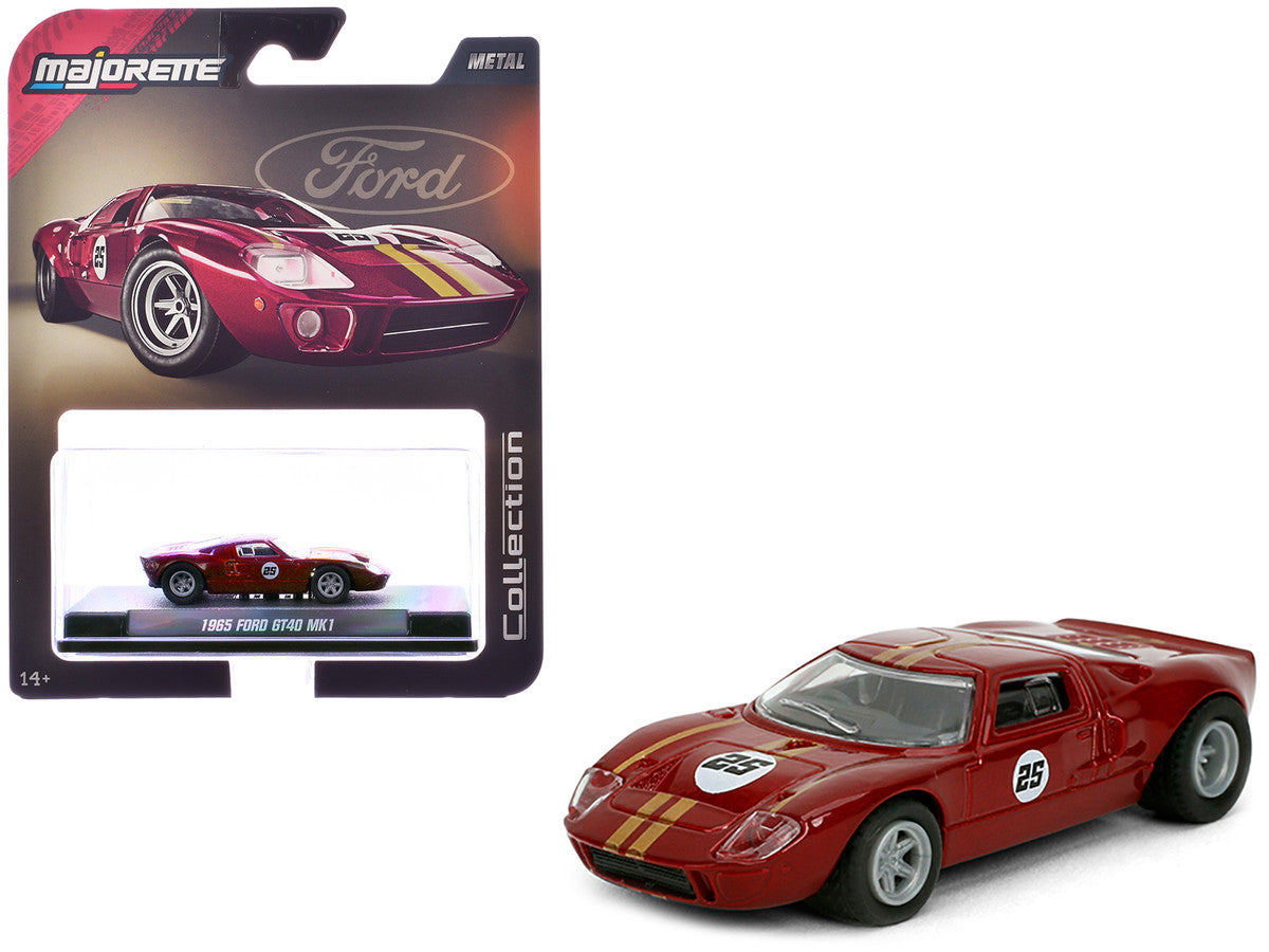1965 Ford GT40 MK1 #25 Red Metallic with Gold Stripes "Collection" Series 1/64 Diecast Model Car by Majorette LuxuryLifeWay Online Store