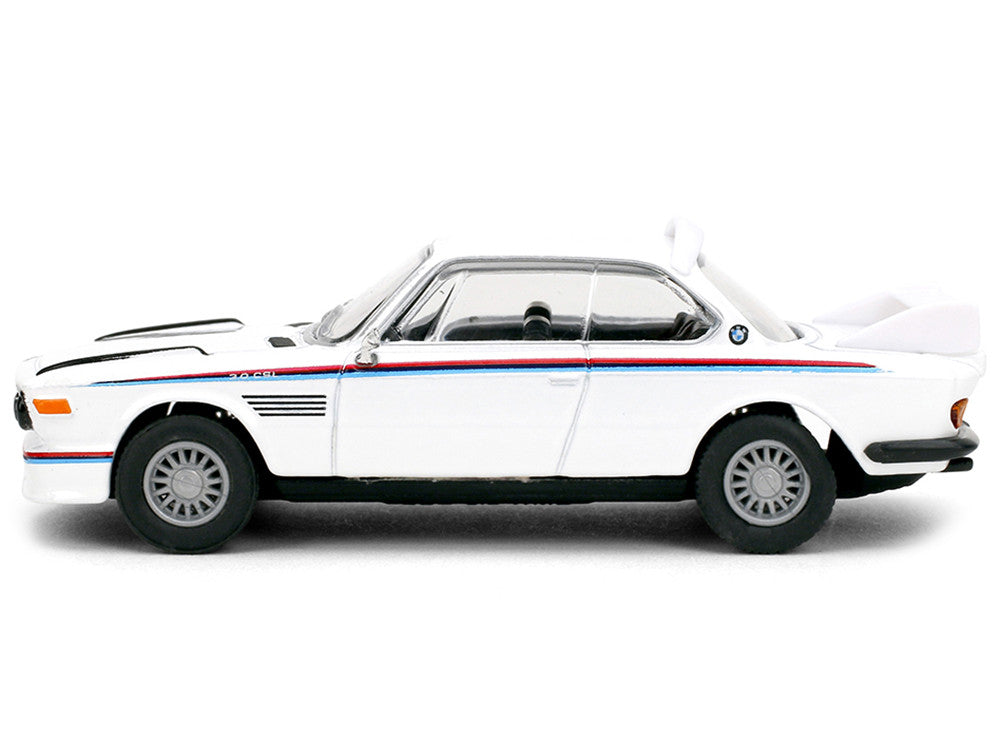 1975 BMW 3.0 CSL White with Red and Blue Stripes "Collection" Series 1/64 Diecast Model Car by Majorette LuxuryLifeWay Online Store