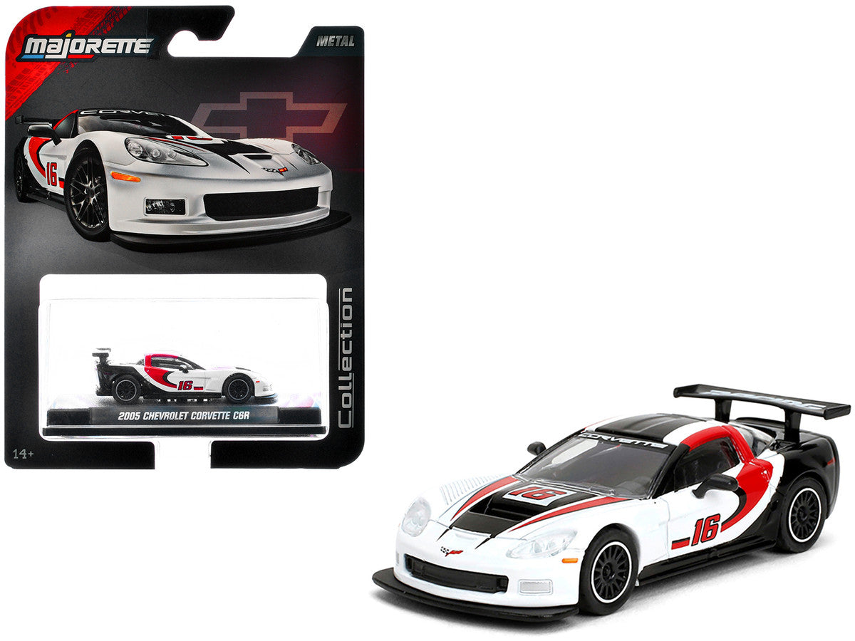 2005 Chevrolet Corvette C6R #16 White with Black and Red Graphics "Collection" Series 1/64 Diecast Model Car by Majorette LuxuryLifeWay Online Store