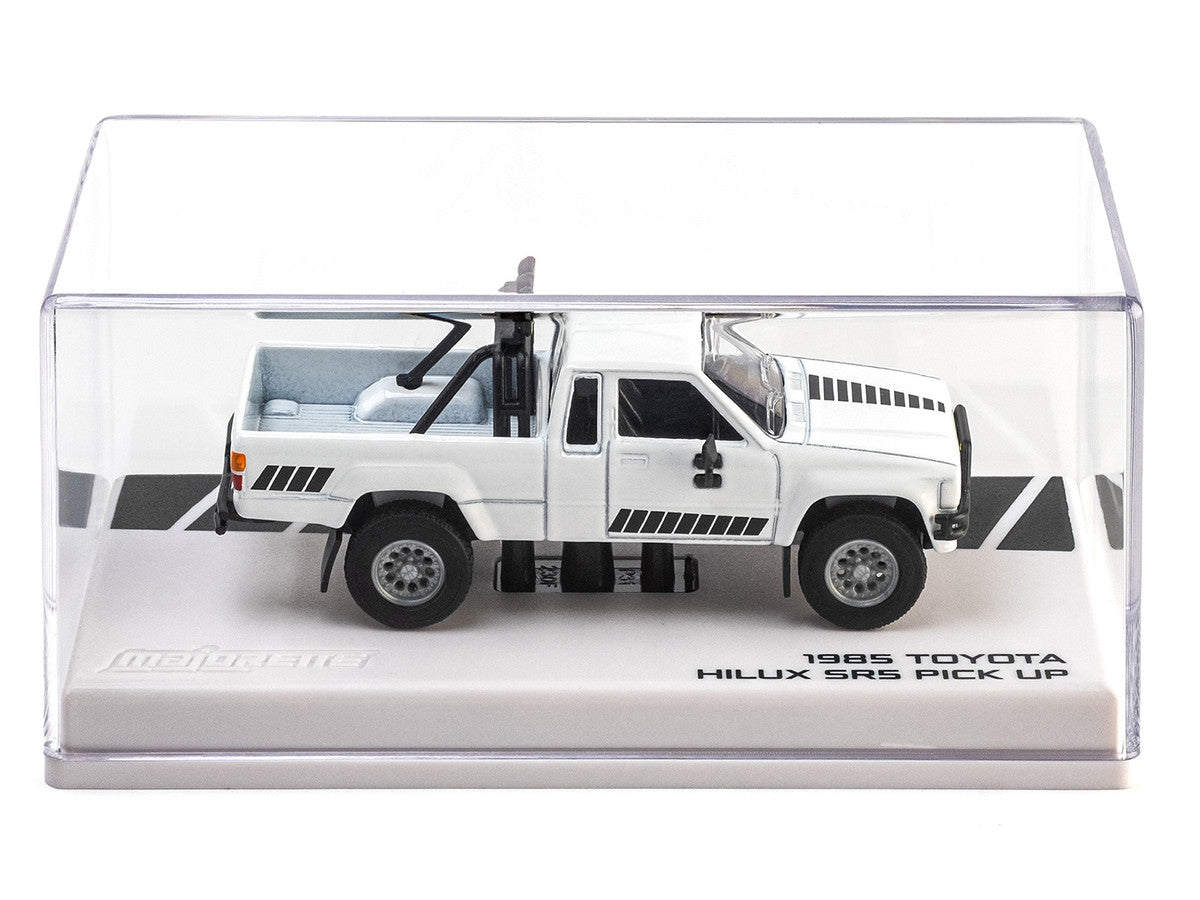 1985 Toyota Hilux SR5 Pickup Truck White with Black Graphics "Collection" Series 1/64 Diecast Model Car by Majorette LuxuryLifeWay Online Store