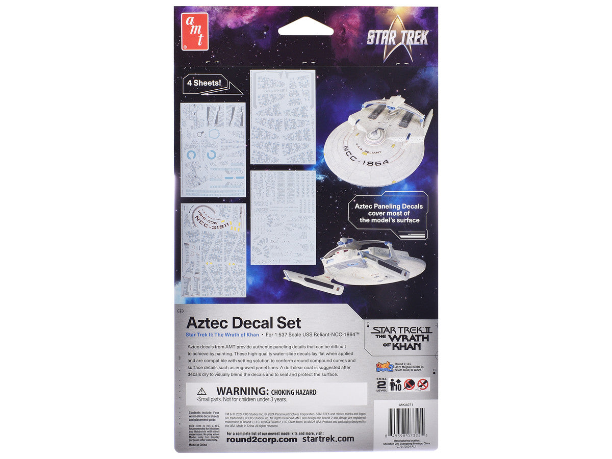 U.S.S. Reliant NCC-1864 Aztec Decal Set "Star Trek II: The Wrath of Khan" (1982) Movie 1/537 Scale Model by AMT LuxuryLifeWay Online Store