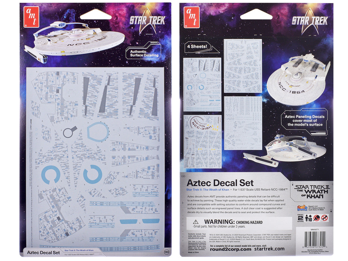 U.S.S. Reliant NCC-1864 Aztec Decal Set "Star Trek II: The Wrath of Khan" (1982) Movie 1/537 Scale Model by AMT LuxuryLifeWay Online Store