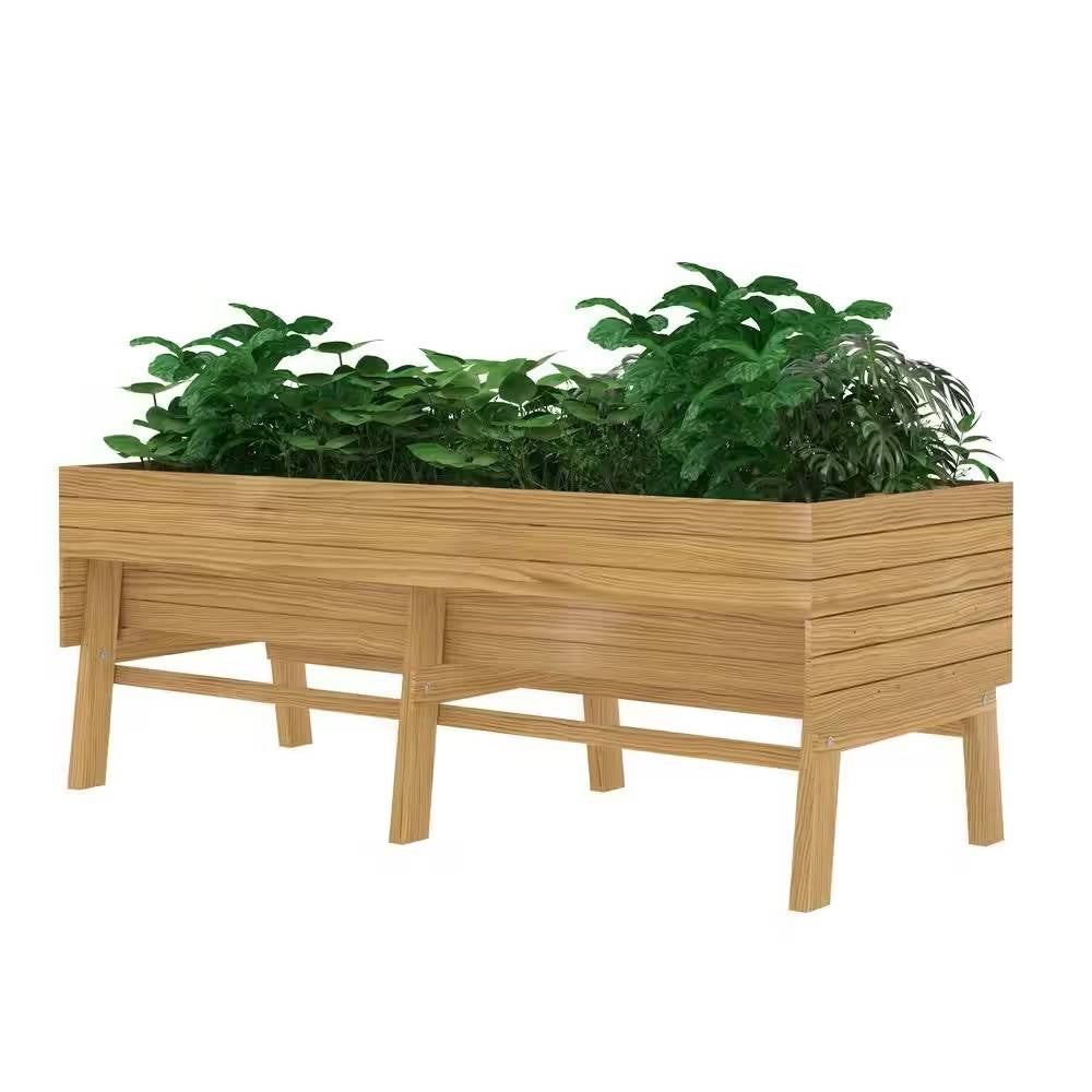 Outdoor Modern Natural Cedar Wood Raised Garden Bed Planter 70-inch x 31-inch LuxuryLifeWay Online Store