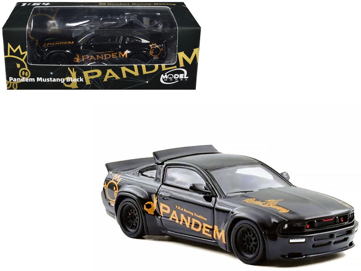 Pandem Mustang Black with Gold Graphics 1/64 Diecast Model Car by Model Model LuxuryLifeWay Online Store