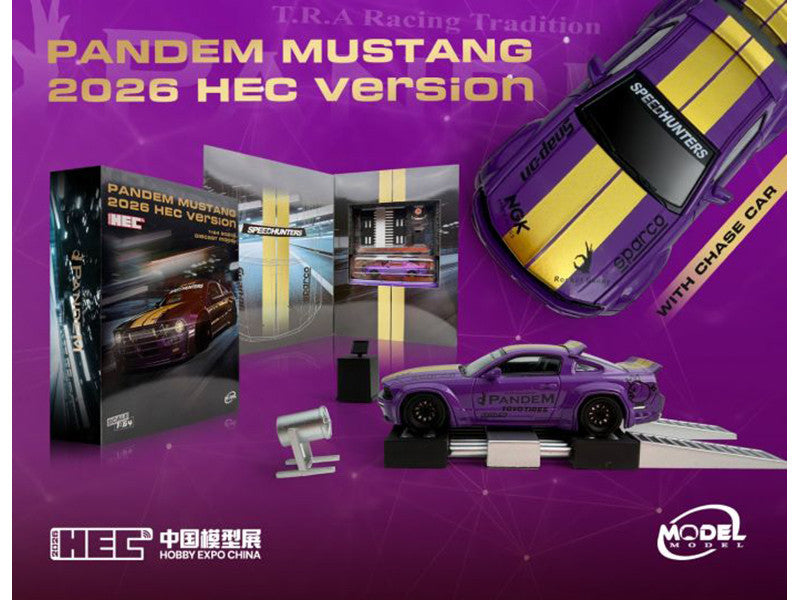Pandem Mustang "SpeedHunters" Purple Metallic with Yellow Stripes "Hobby Expo China 2026 Event Edition" 1/64 Diecast Model Car by Model Model LuxuryLifeWay Online Store