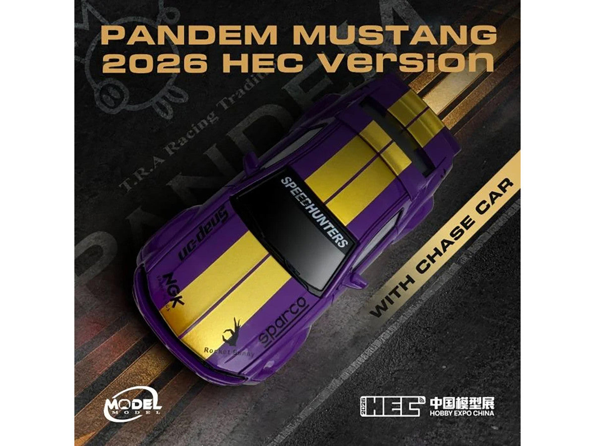 Pandem Mustang "SpeedHunters" Purple Metallic with Yellow Stripes "Hobby Expo China 2026 Event Edition" 1/64 Diecast Model Car by Model Model LuxuryLifeWay Online Store