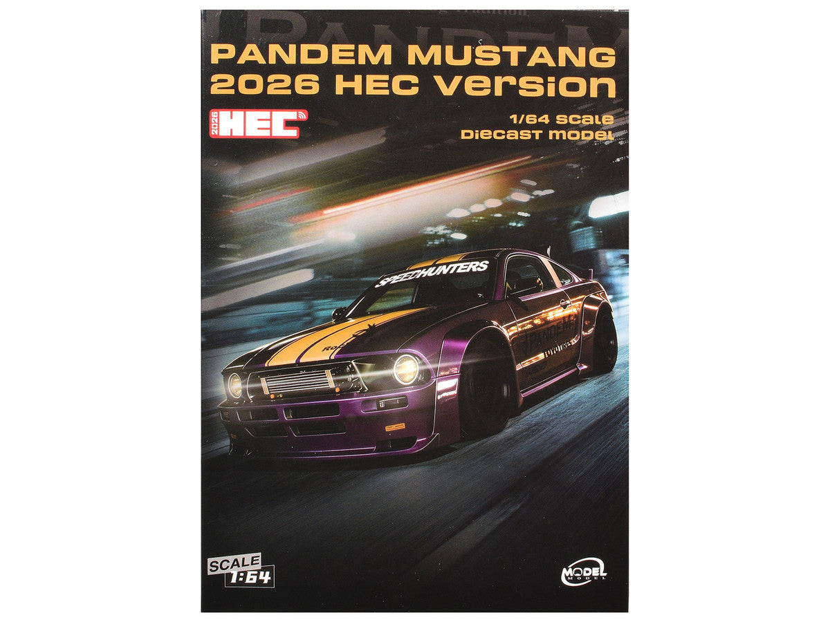 Pandem Mustang "SpeedHunters" Purple Metallic with Yellow Stripes "Hobby Expo China 2026 Event Edition" 1/64 Diecast Model Car by Model Model LuxuryLifeWay Online Store
