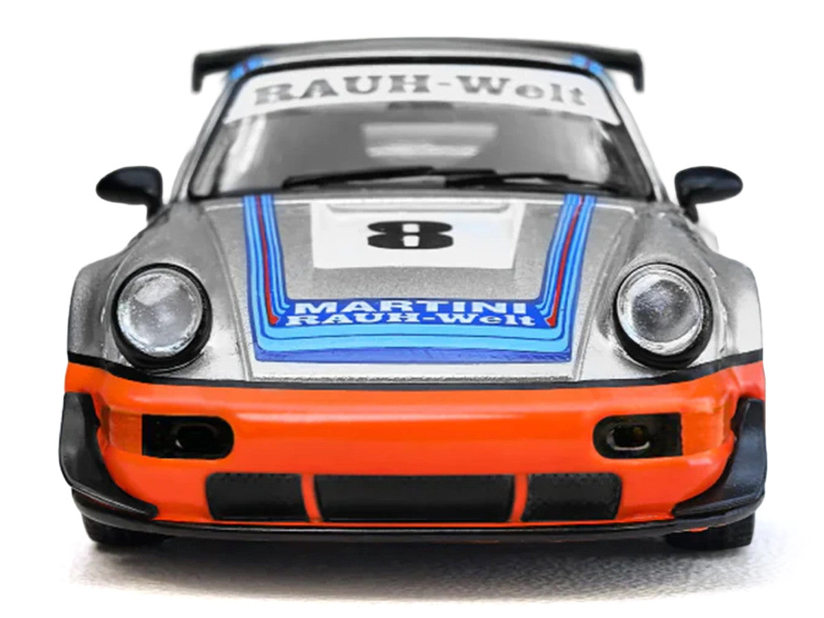 RWB 964 #8 "Ichiban Boshi - Martini Racing" Silver Metallic with Stripes 1/64 Diecast Model Car by Model Model LuxuryLifeWay Online Store