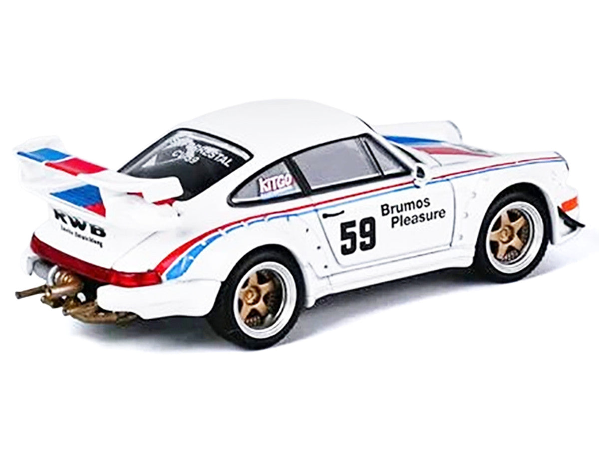 RWB 964 #59 "Brumos Pleasure" White with Red and Blue Stripes "KitGo Base" Series 1/64 Diecast Model Car by Model Model LuxuryLifeWay Online Store