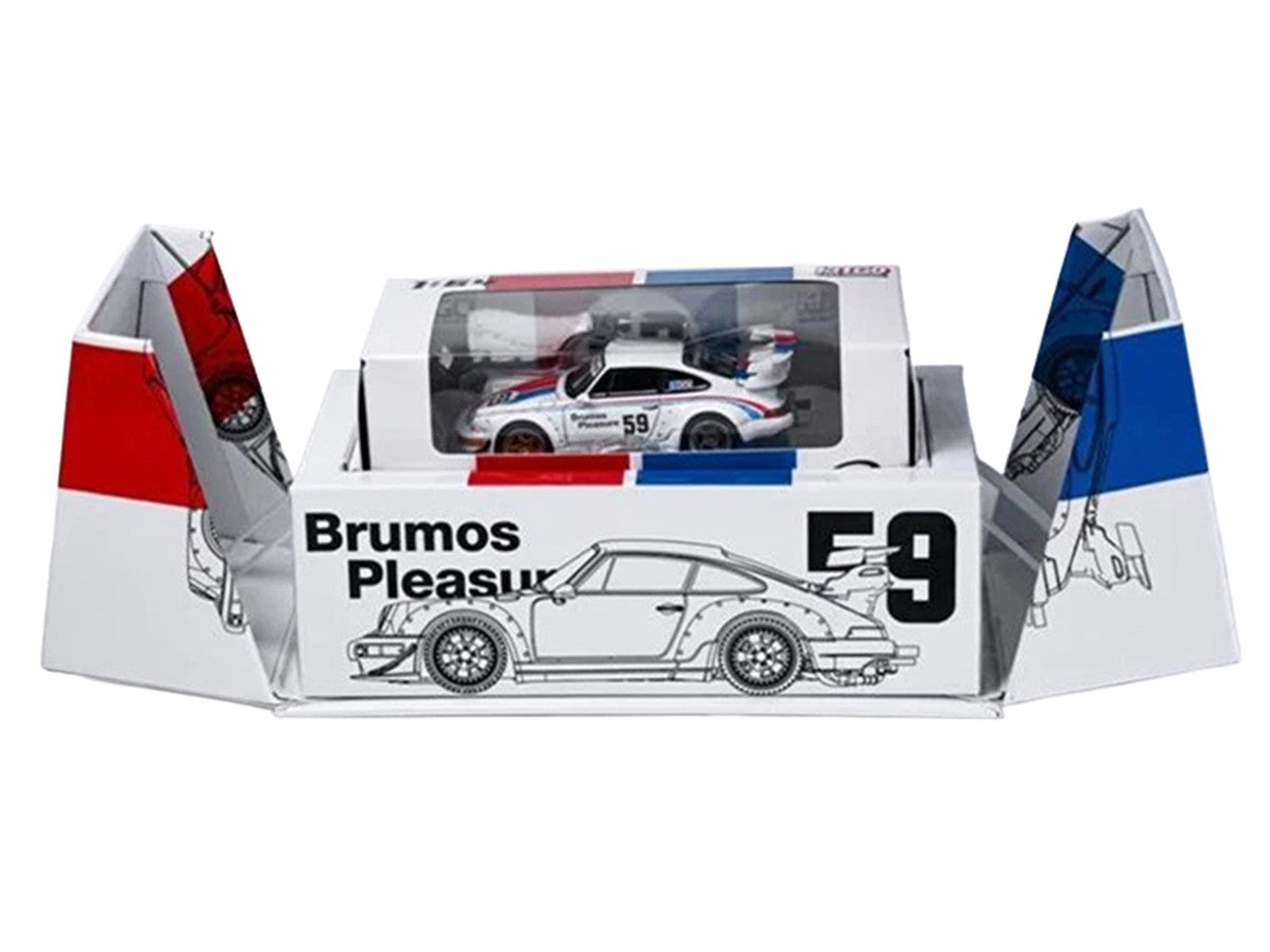 RWB 964 #59 "Brumos Pleasure" White with Red and Blue Stripes "KitGo Base" Series 1/64 Diecast Model Car by Model Model LuxuryLifeWay Online Store