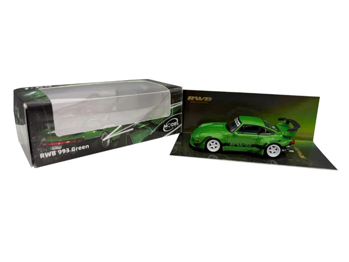 RWB 993 Green with Black Stripes 1/64 Diecast Model Car by Model Model LuxuryLifeWay Online Store