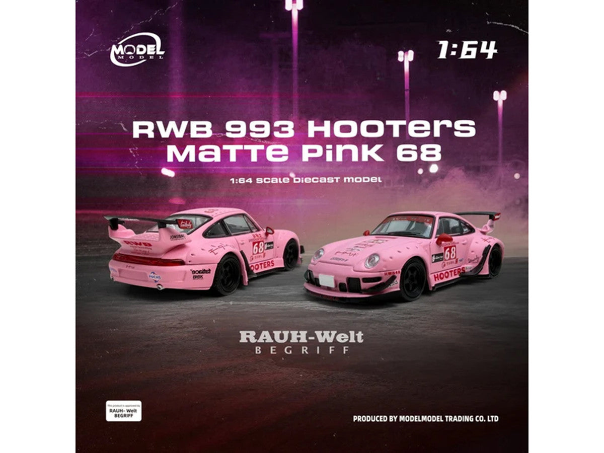 RWB 993 #68 "Hooters" Matt Pink 1/64 Diecast Model Car by Model Model LuxuryLifeWay Online Store