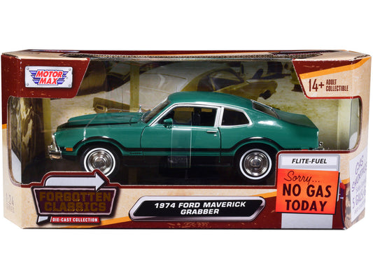 1974 Ford Maverick Grabber Green with Black Stripes "Forgotten Classics" Series 1/24 Diecast Model Car by Motormax LuxuryLifeWay Online Store