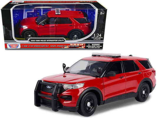 2022 Ford Police Interceptor Utility Unmarked Red 1/24 Diecast Model Car by Motormax LuxuryLifeWay Online Store