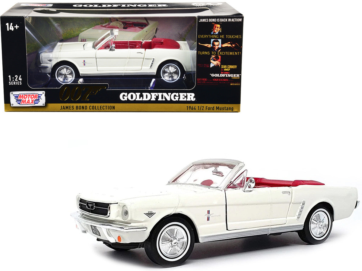 1964 1/2 Ford Mustang Convertible White with Red Interior James Bond 007 "Goldfinger" (1964) Movie "James Bond Collection" Series 1/24 Diecast Model Car by Motormax LuxuryLifeWay Online Store