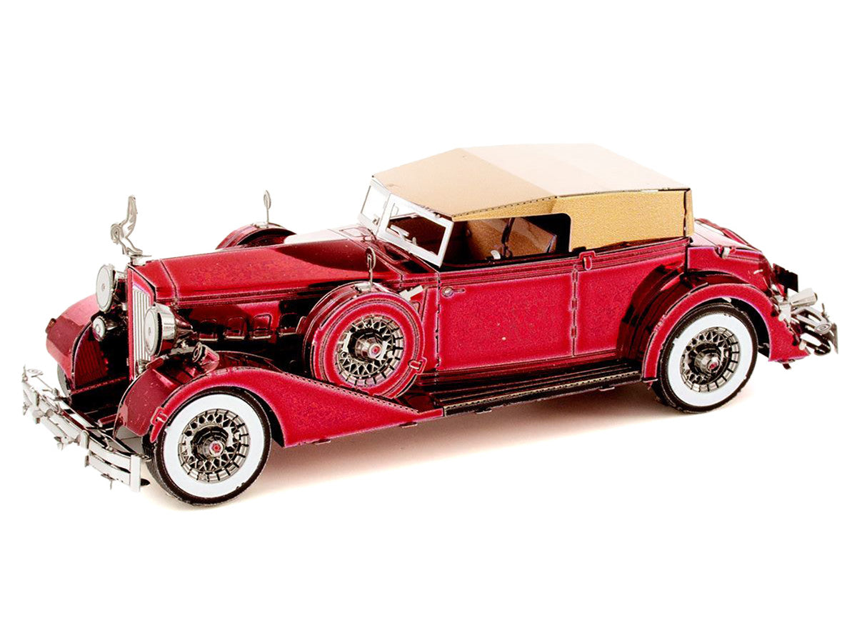 Model Kit 1934 Packard Twelve Convertible Red with Tan Soft Top (Moderate Difficulty) Steel Model by Metal Earth LuxuryLifeWay Online Store