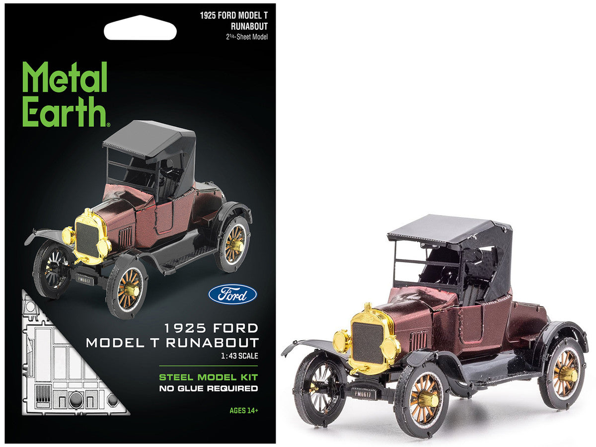 Model Kit 1925 Ford Model T Runabout Dark Red and Black (Moderate Difficulty) Steel Model by Metal Earth LuxuryLifeWay Online Store